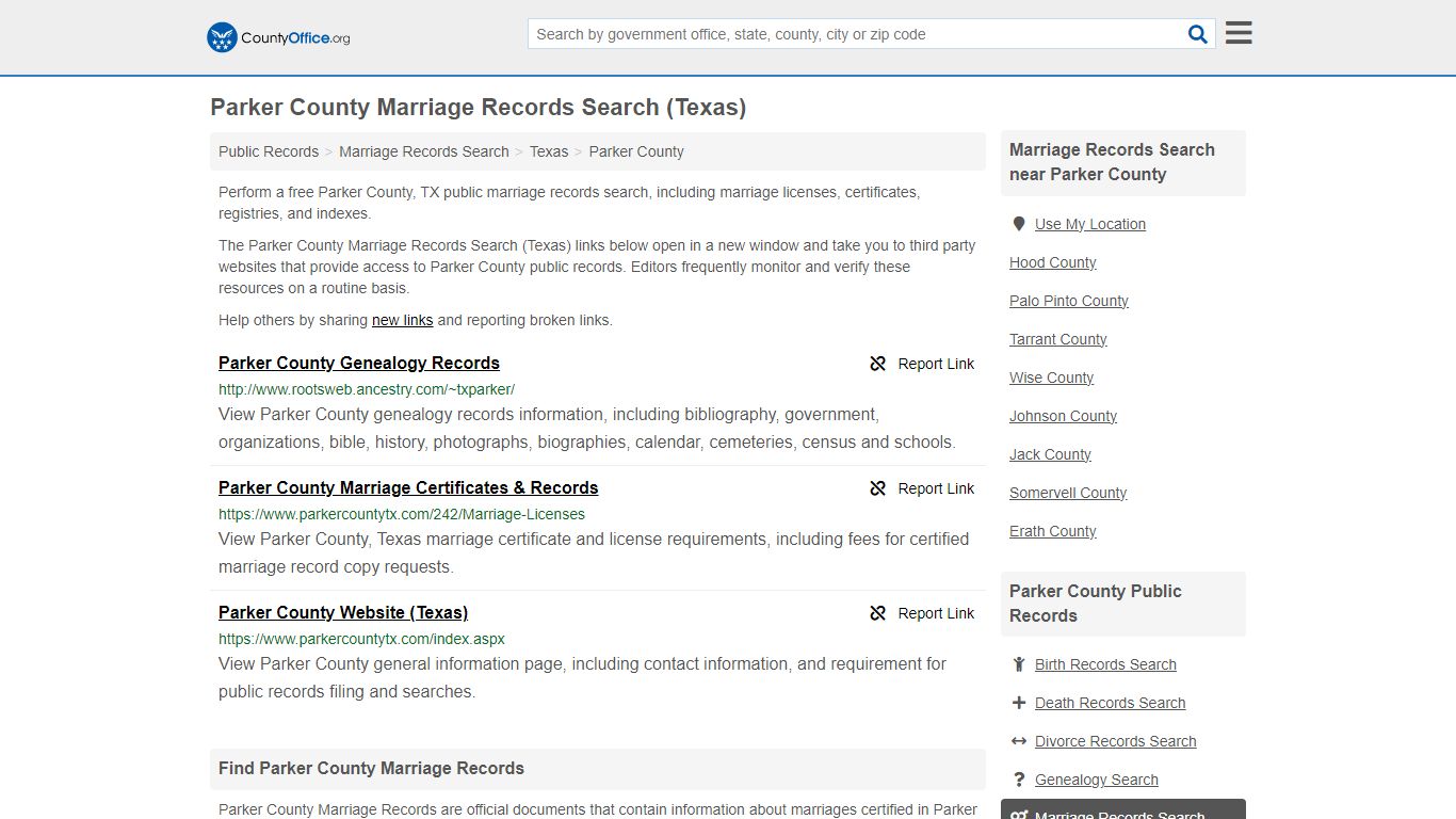 Parker County Marriage Records Search (Texas) - County Office
