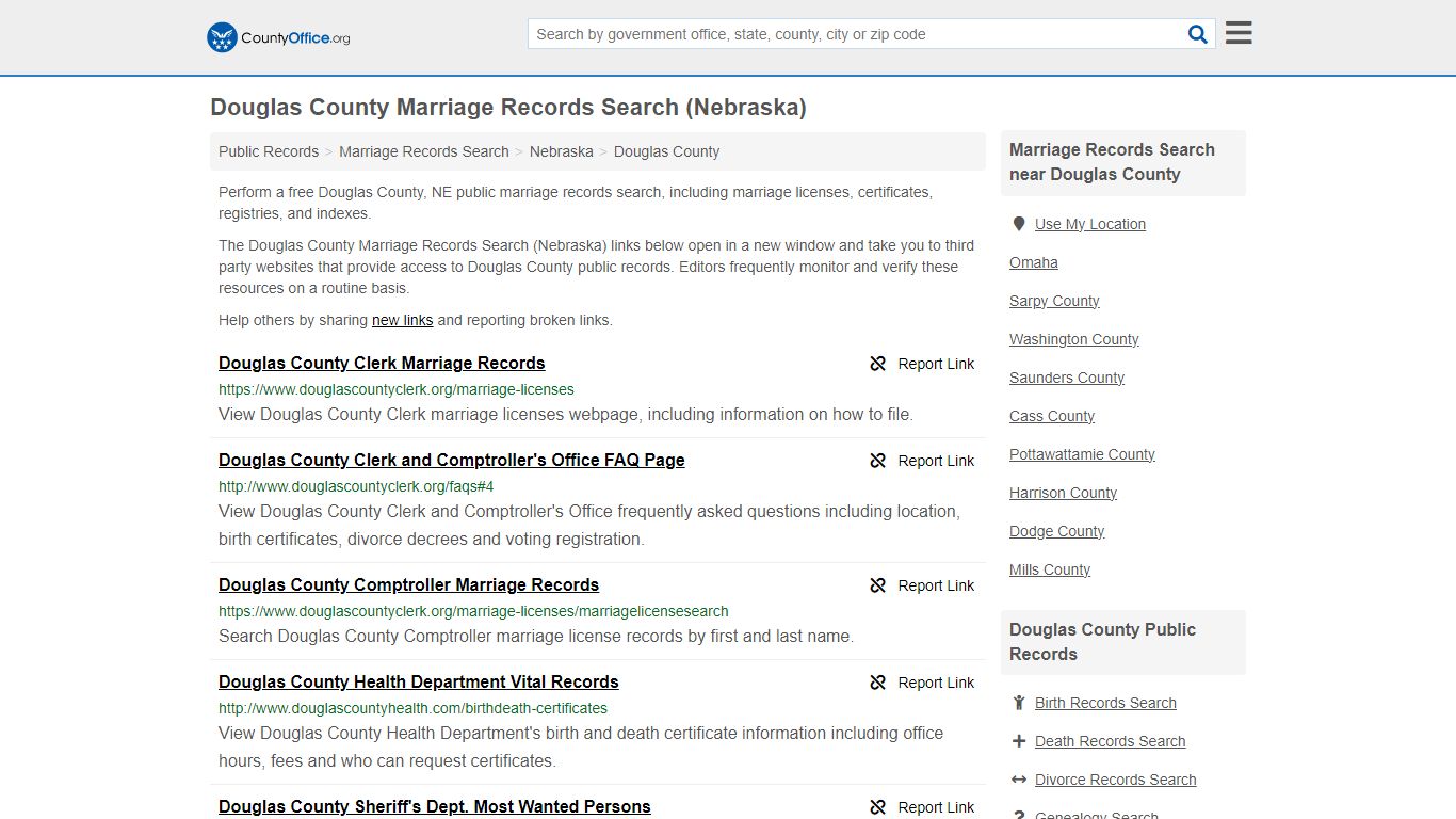 Marriage Records Search - Douglas County, NE (Marriage Licenses ...