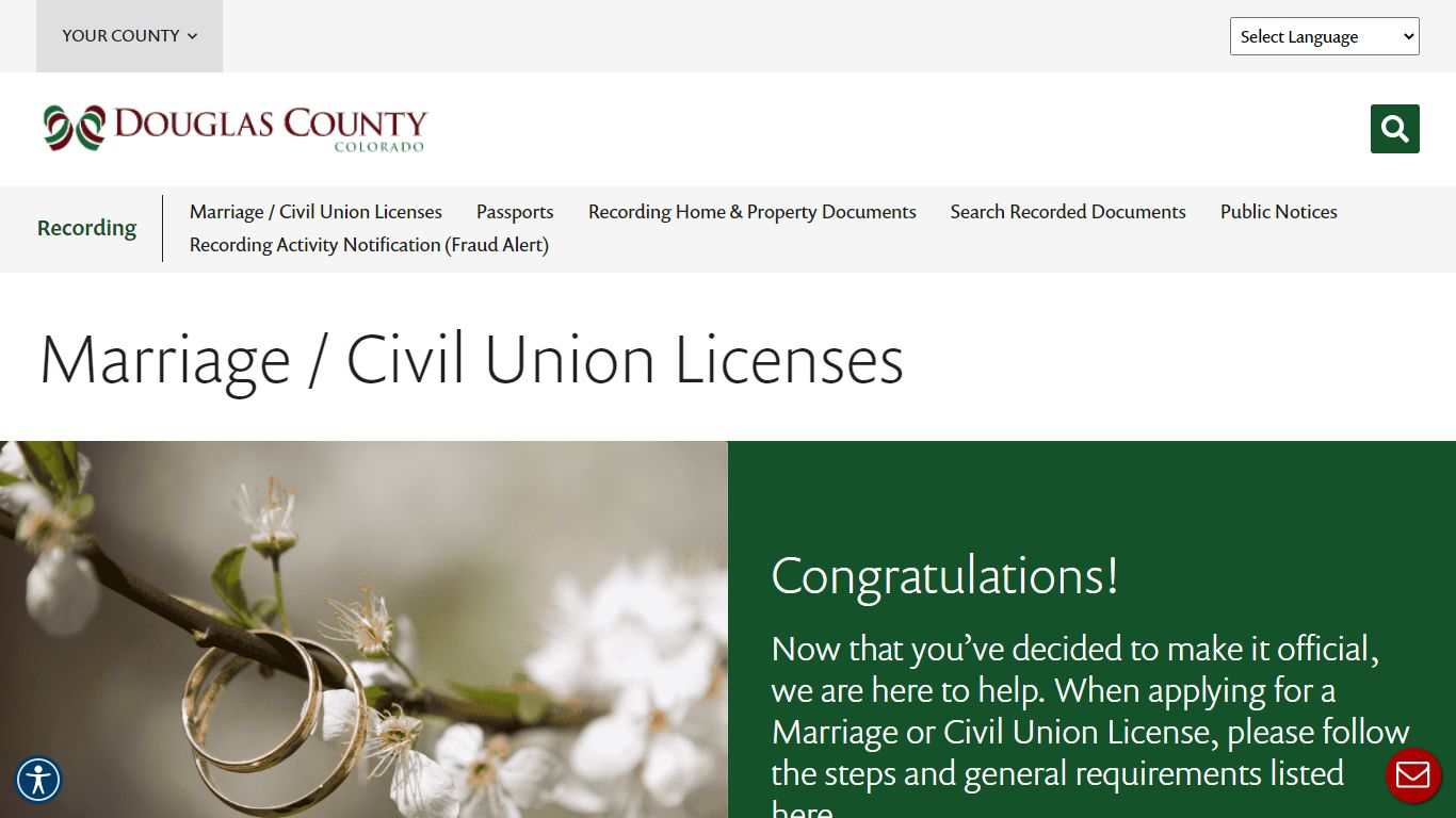 Marriage / Civil Union Licenses - Douglas County